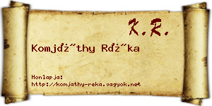 Komjáthy Réka névjegykártya